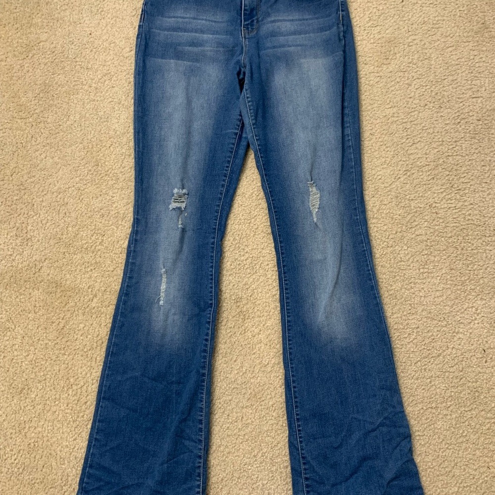 High Rise Ripped Blue Jeans